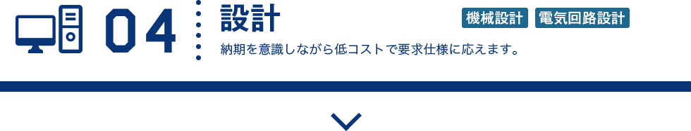 04 設計 納期を意識しながら低コストで要求仕様に応えます。